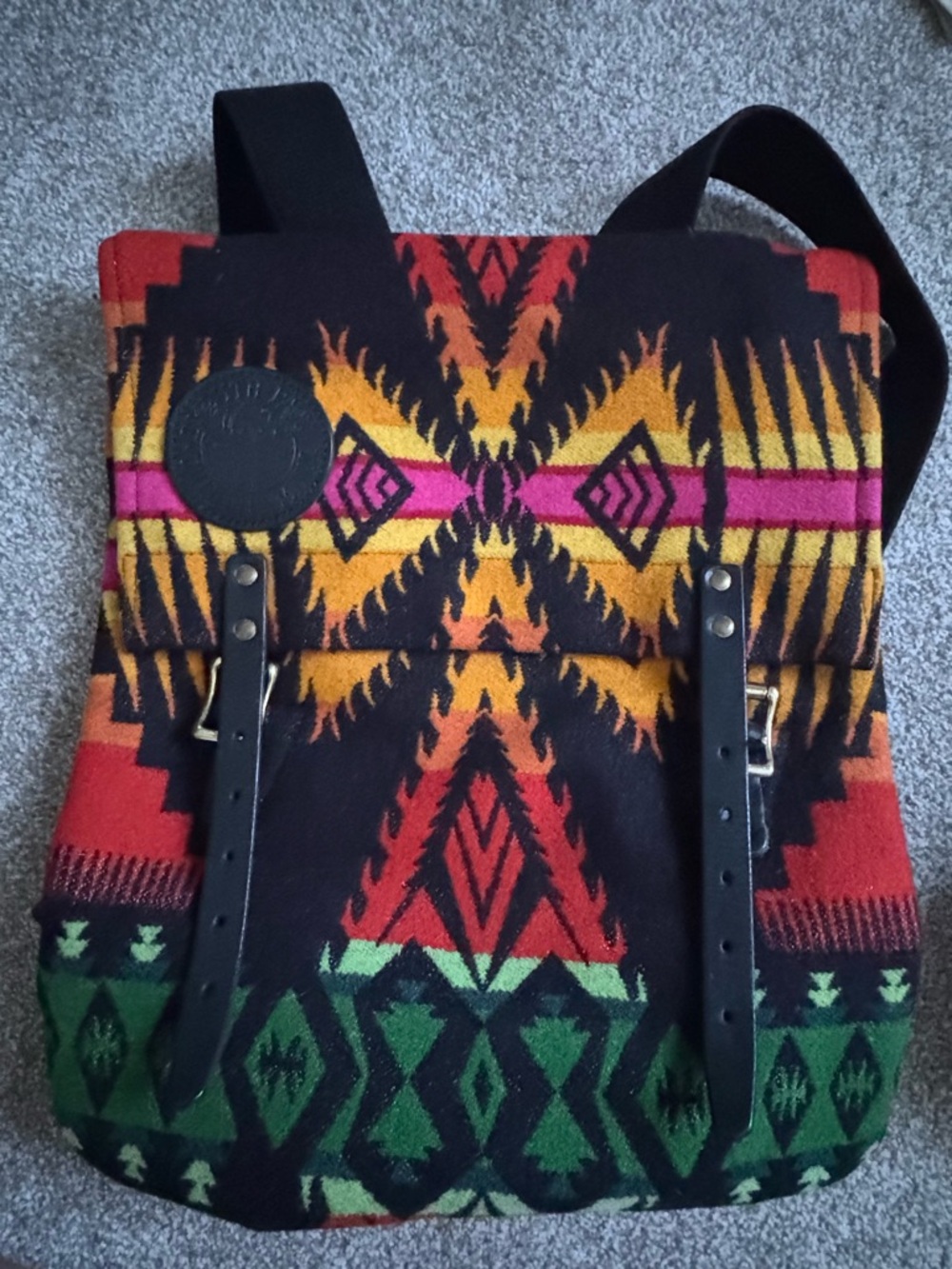 Pendleton Black Multi-Color Aztec Wool Backpack